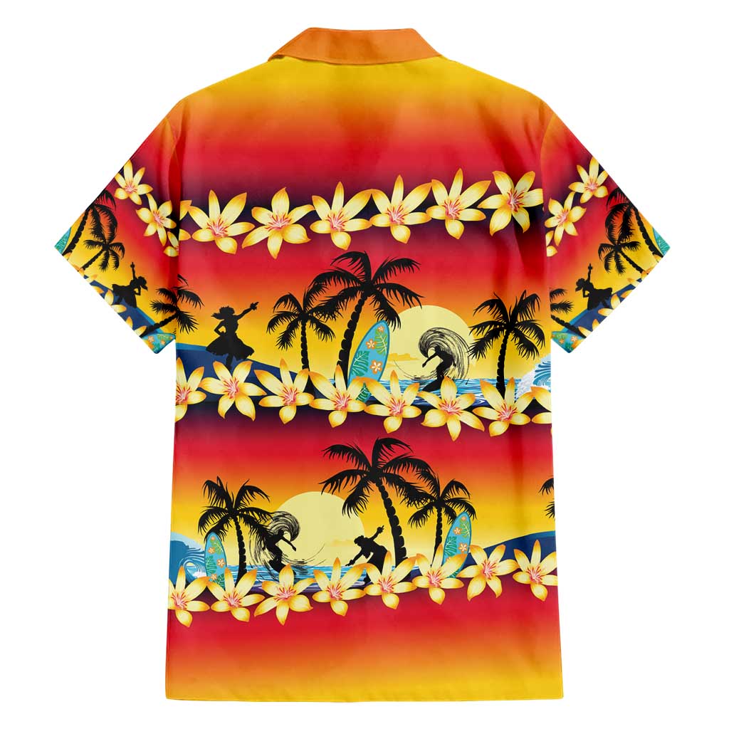 Tropical Islands Sunset Hawaii Hawaiian Shirt Go Surfing With Hula Girl - Summer Vibes