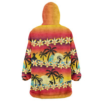 Tropical Islands Sunset Hawaii Wearable Blanket Hoodie Go Surfing With Hula Girl - Summer Vibes LT14 - Polynesian Pride