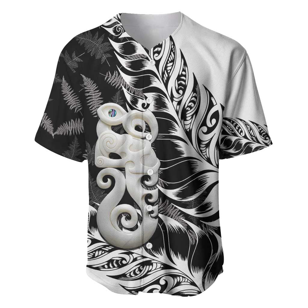 Aotearoa Manaia NZ Maori Silver Fern Baseball Jersey LT14 Black - Polynesian Pride