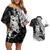 Aotearoa Manaia NZ Maori Silver Fern Couples Matching Off Shoulder Short Dress and Hawaiian Shirt