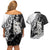 Aotearoa Manaia NZ Maori Silver Fern Couples Matching Off Shoulder Short Dress and Hawaiian Shirt