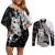 Aotearoa Manaia NZ Maori Silver Fern Couples Matching Off Shoulder Short Dress and Long Sleeve Button Shirt