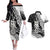 Aotearoa Manaia NZ Maori Silver Fern Couples Matching Off The Shoulder Long Sleeve Dress and Hawaiian Shirt