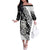 Aotearoa Manaia NZ Maori Silver Fern Family Matching Off The Shoulder Long Sleeve Dress and Hawaiian Shirt