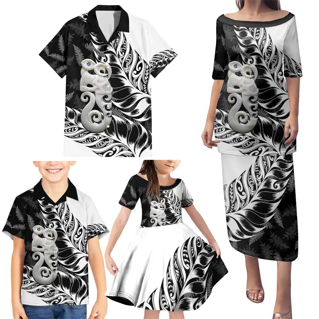 Aotearoa Manaia NZ Maori Silver Fern Family Matching Puletasi and Hawaiian Shirt LT14 - Polynesian Pride