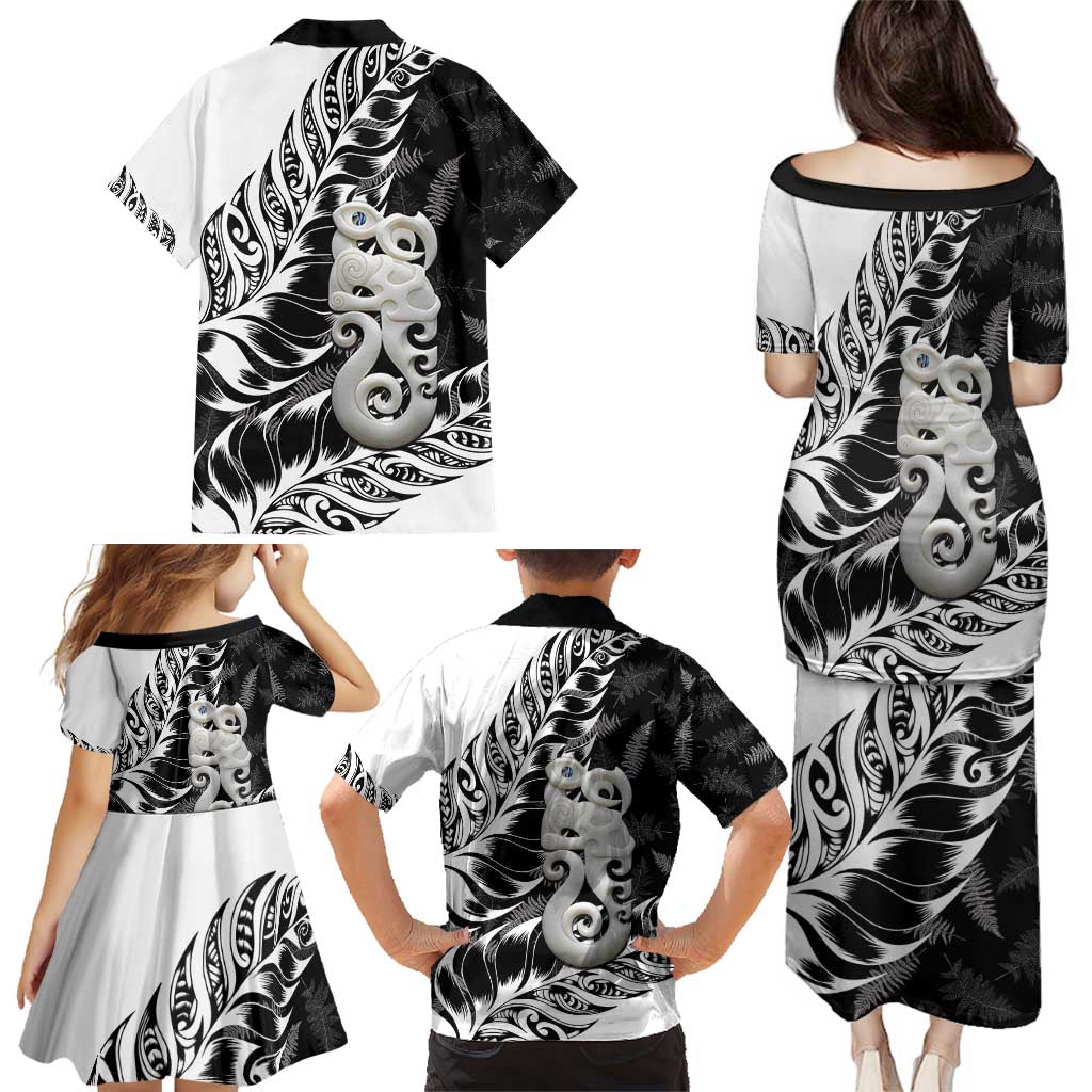 Aotearoa Manaia NZ Maori Silver Fern Family Matching Puletasi and Hawaiian Shirt LT14 - Polynesian Pride