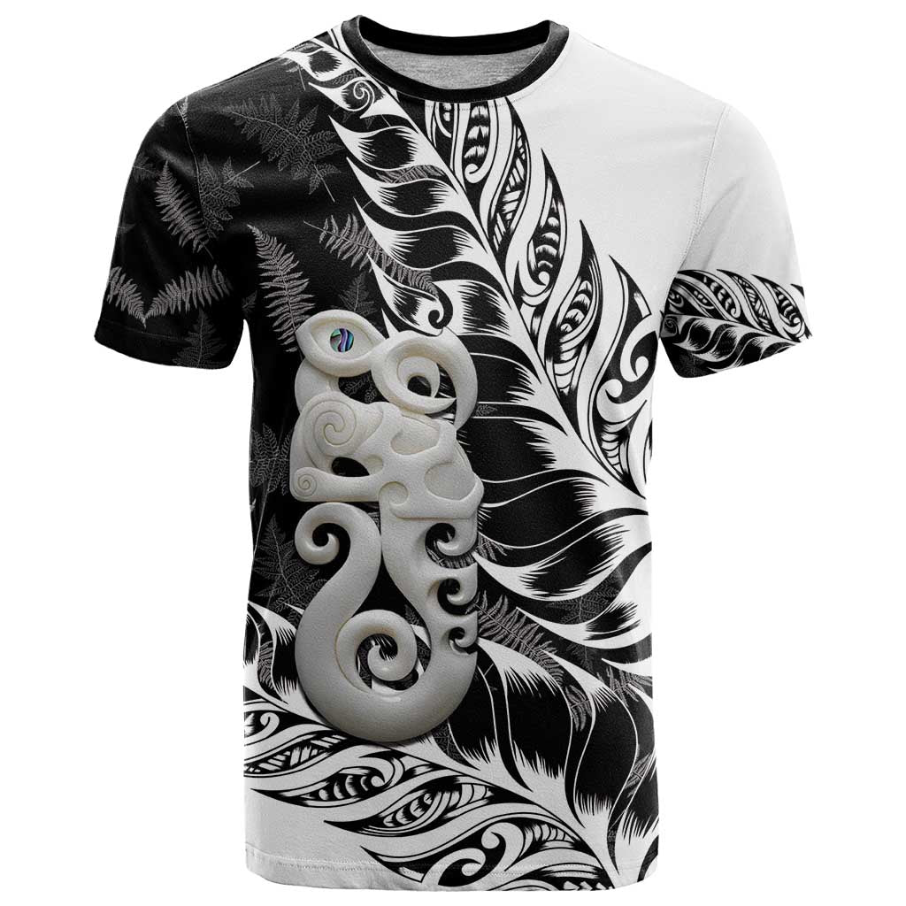 Aotearoa Manaia NZ Maori Silver Fern T Shirt LT14 Black - Polynesian Pride