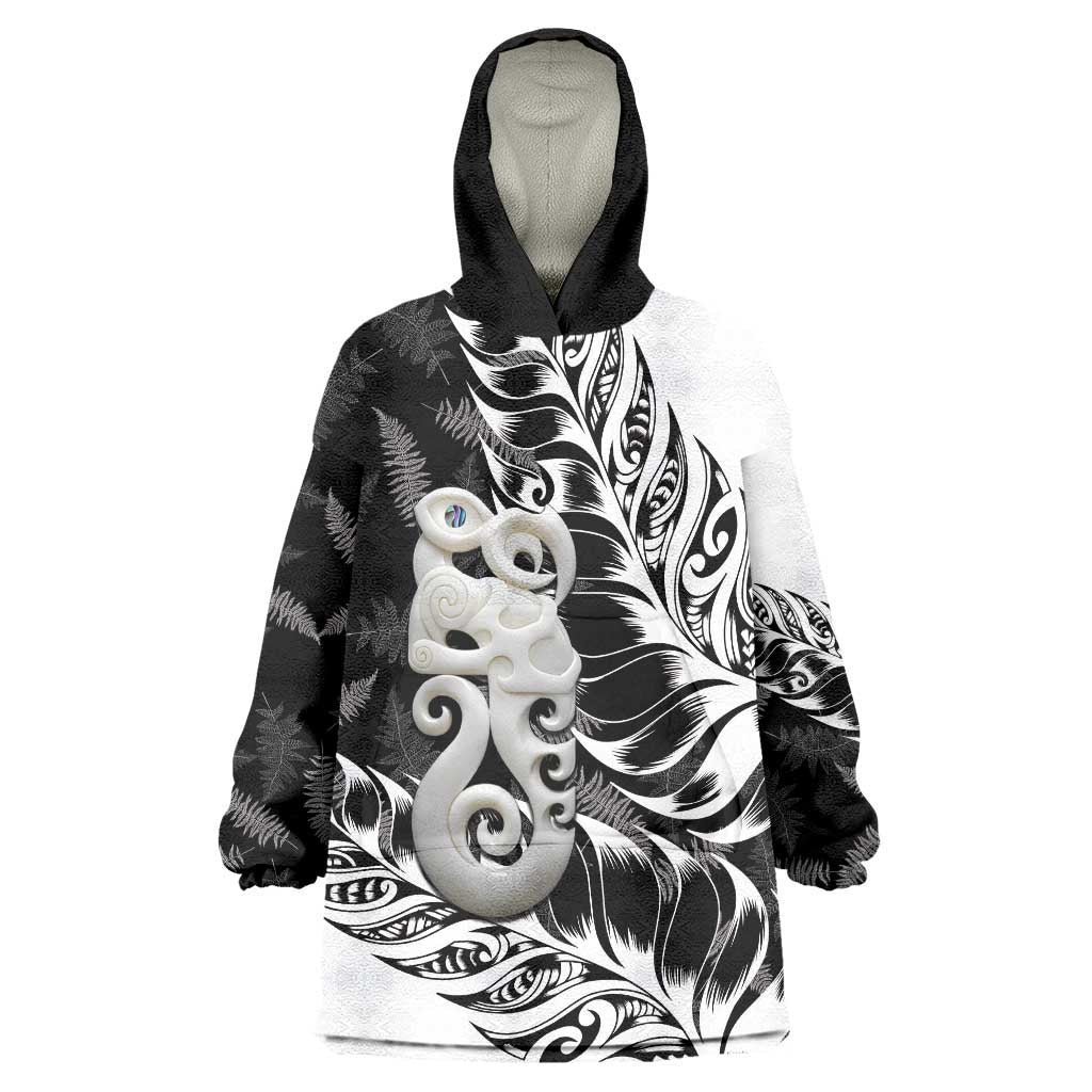 Aotearoa Manaia NZ Maori Silver Fern Wearable Blanket Hoodie