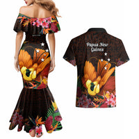 Gude Hi Hai Papua New Guinea Couples Matching Mermaid Dress and Hawaiian Shirt Motuan PNG Raggiana Bird of Paradise Tropical Vibes LT14 - Polynesian Pride