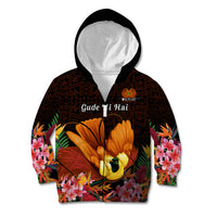 Gude Hi Hai Papua New Guinea Kid Hoodie Motuan PNG Raggiana Bird of Paradise Tropical Vibes LT14 Zip Hoodie Black - Polynesian Pride