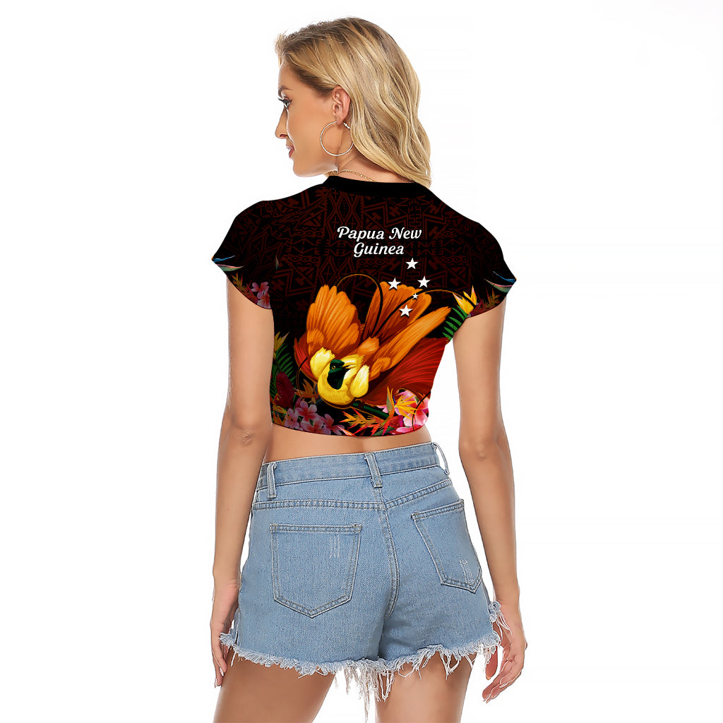 Gude Hi Hai Papua New Guinea Raglan Cropped T Shirt Motuan PNG Raggiana Bird of Paradise Tropical Vibes LT14 - Polynesian Pride