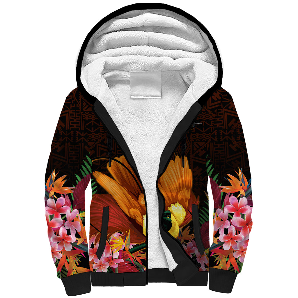 Gude Hi Hai Papua New Guinea Sherpa Hoodie Motuan PNG Raggiana Bird of Paradise Tropical Vibes LT14 Unisex Black - Polynesian Pride