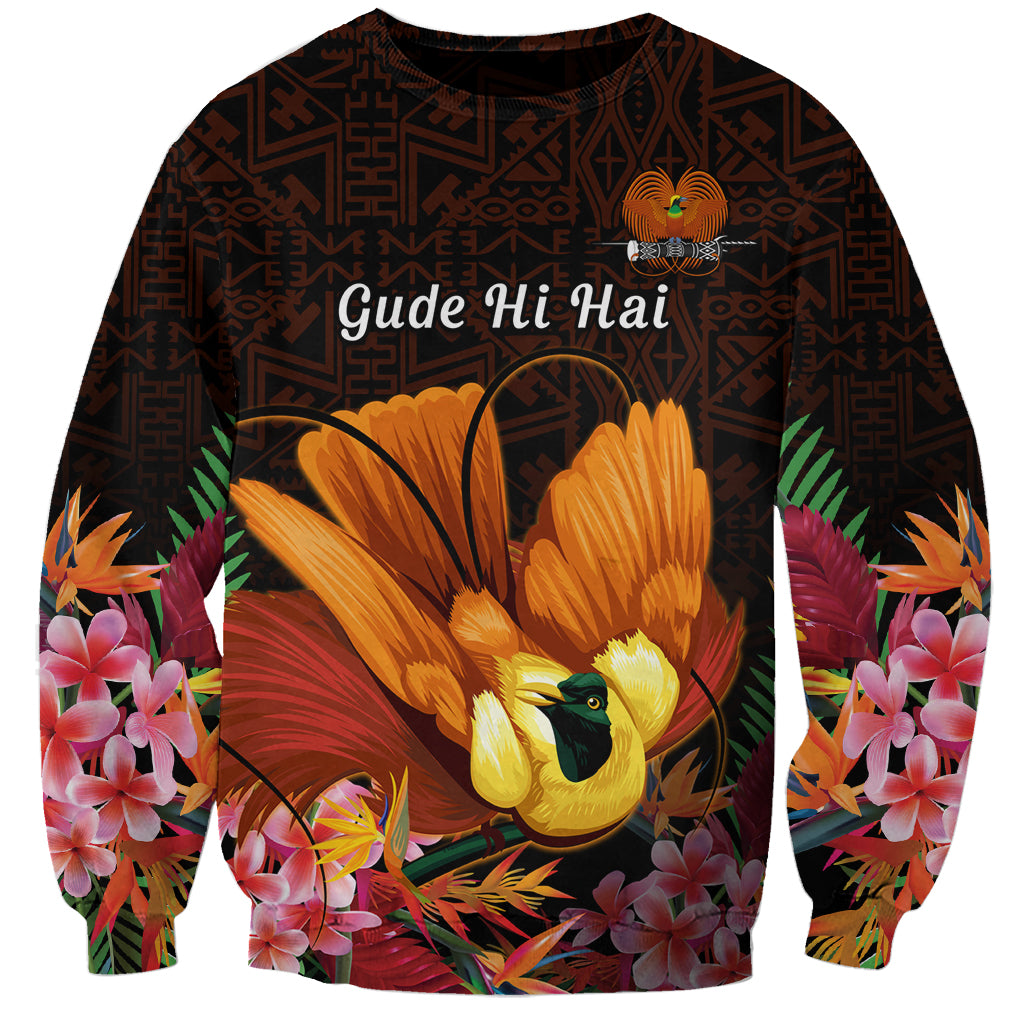 Gude Hi Hai Papua New Guinea Sweatshirt Motuan PNG Raggiana Bird of Paradise Tropical Vibes LT14 Unisex Black - Polynesian Pride