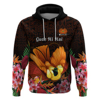 Gude Hi Hai Papua New Guinea Zip Hoodie Motuan PNG Raggiana Bird of Paradise Tropical Vibes LT14 Pullover Hoodie Black - Polynesian Pride