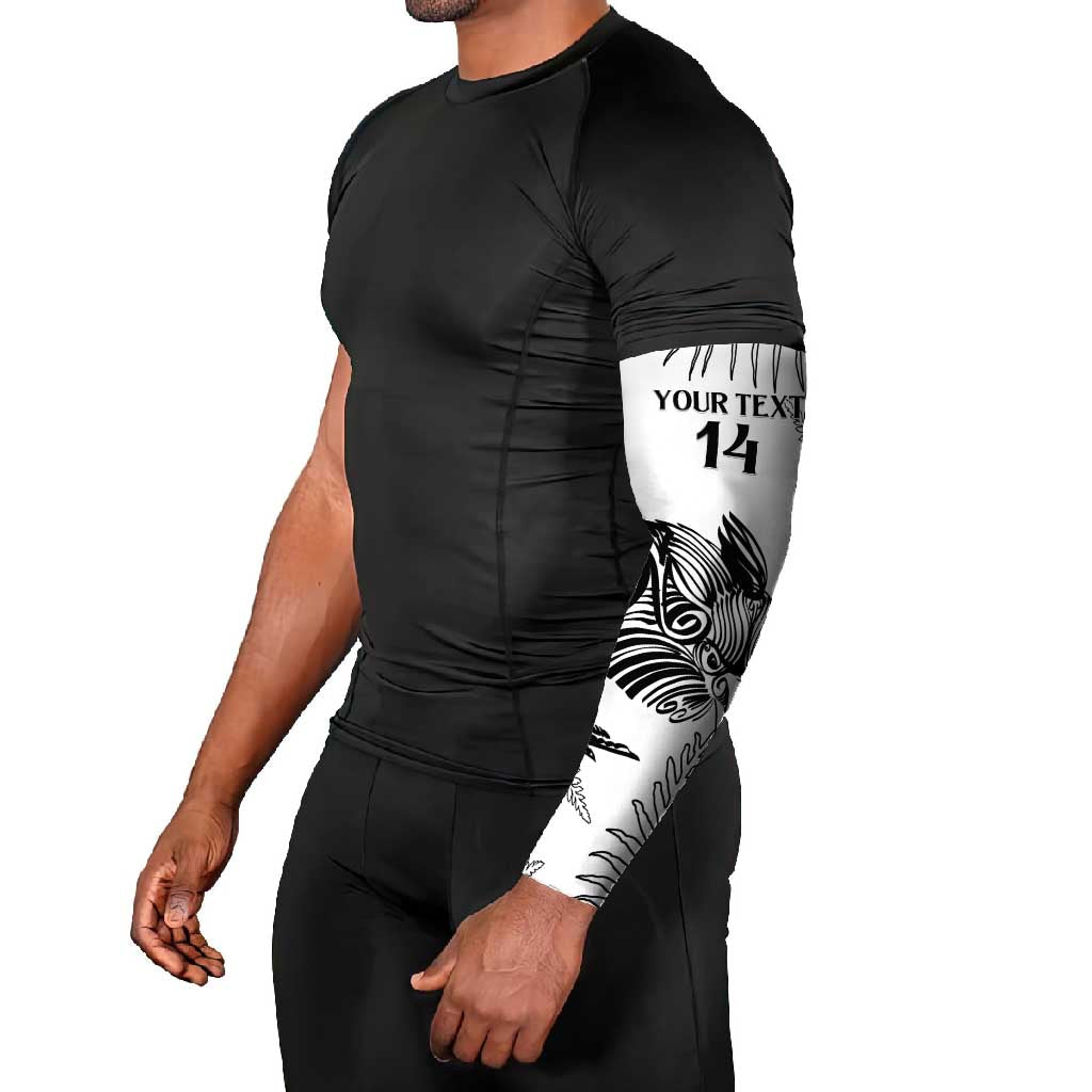 Custom New Zealand Kiwi Football Arm Sleeves Aotearoa Silver Fern LT14 - Polynesian Pride
