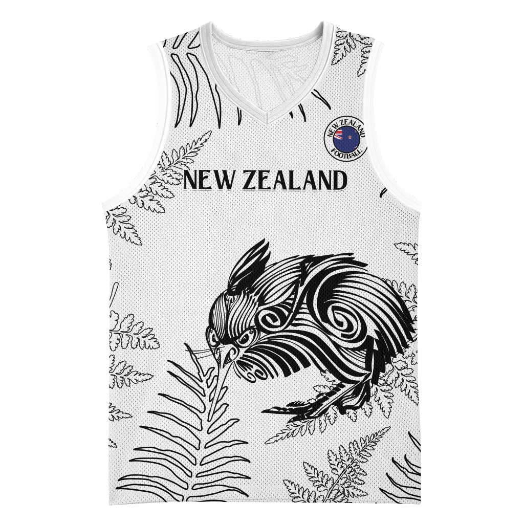Custom New Zealand Kiwi Football Basketball Jersey Aotearoa Silver Fern LT14 Unisex White - Polynesian Pride
