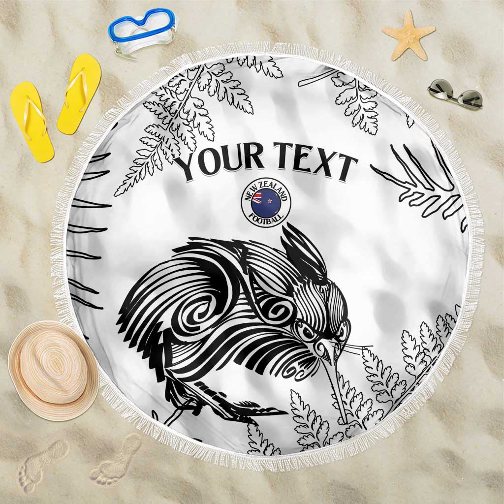 Custom New Zealand Kiwi Football Beach Blanket Aotearoa Silver Fern