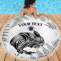 Custom New Zealand Kiwi Football Beach Blanket Aotearoa Silver Fern