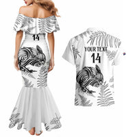 Custom New Zealand Kiwi Football Couples Matching Mermaid Dress and Hawaiian Shirt Aotearoa Silver Fern LT14 - Polynesian Pride