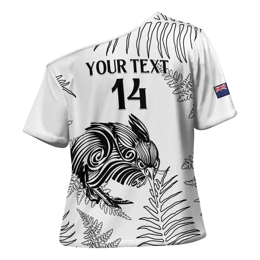 Custom New Zealand Kiwi Football Cross Shoulder Shirt Aotearoa Silver Fern LT14 - Polynesian Pride