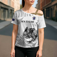 Custom New Zealand Kiwi Football Cross Shoulder Shirt Aotearoa Silver Fern LT14 - Polynesian Pride
