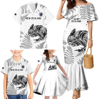 Custom New Zealand Kiwi Football Family Matching Mermaid Dress and Hawaiian Shirt Aotearoa Silver Fern LT14 - Polynesian Pride