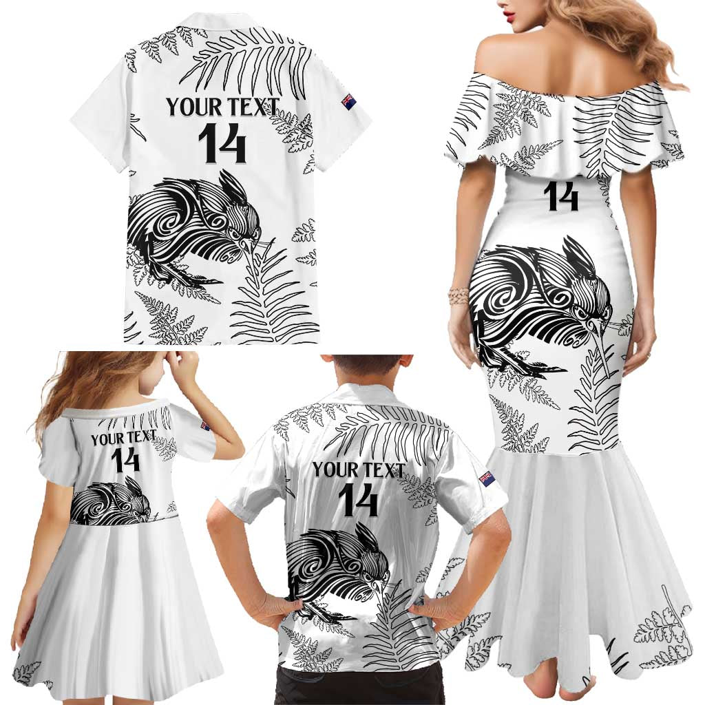 Custom New Zealand Kiwi Football Family Matching Mermaid Dress and Hawaiian Shirt Aotearoa Silver Fern LT14 - Polynesian Pride