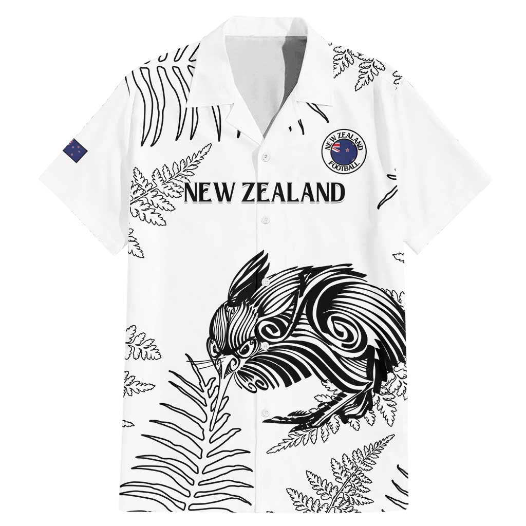 Custom New Zealand Kiwi Football Family Matching Mermaid Dress and Hawaiian Shirt Aotearoa Silver Fern LT14 Dad's Shirt - Short Sleeve White - Polynesian Pride
