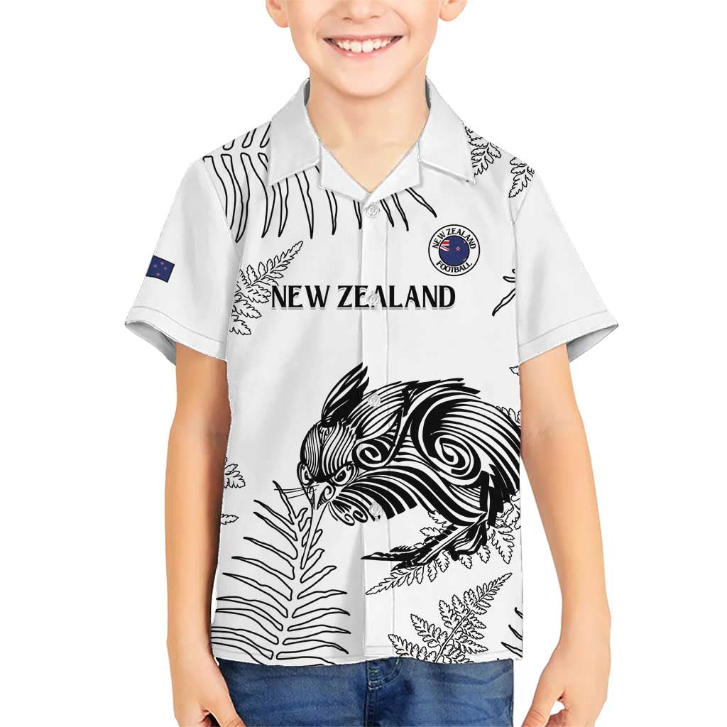 Custom New Zealand Kiwi Football Family Matching Short Sleeve Bodycon Dress and Hawaiian Shirt Aotearoa Silver Fern LT14 Son's Shirt White - Polynesian Pride