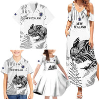 Custom New Zealand Kiwi Football Family Matching Summer Maxi Dress and Hawaiian Shirt Aotearoa Silver Fern LT14 - Polynesian Pride