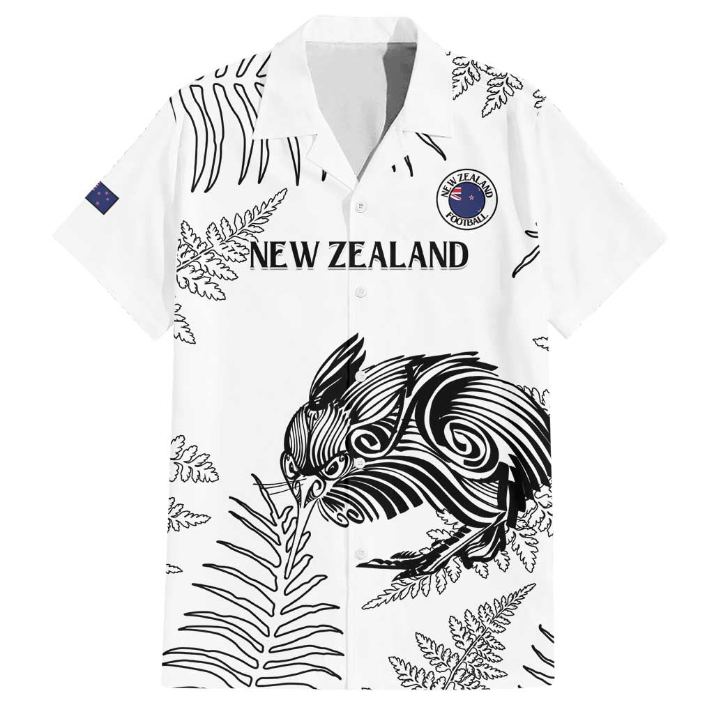 Custom New Zealand Kiwi Football Family Matching Tank Maxi Dress and Hawaiian Shirt Aotearoa Silver Fern LT14 Dad's Shirt - Short Sleeve White - Polynesian Pride