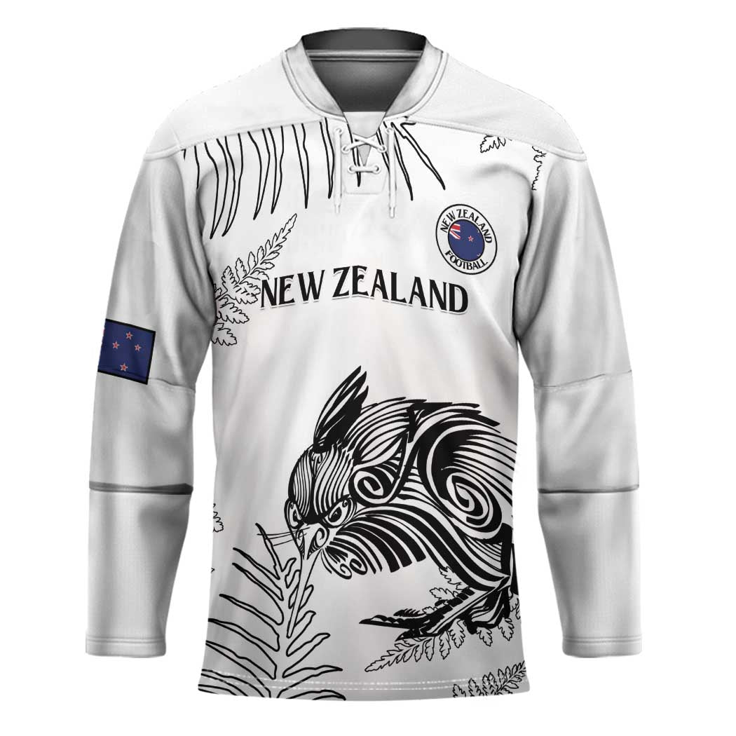 Custom New Zealand Kiwi Football Hockey Jersey Aotearoa Silver Fern LT14 Unisex White - Polynesian Pride