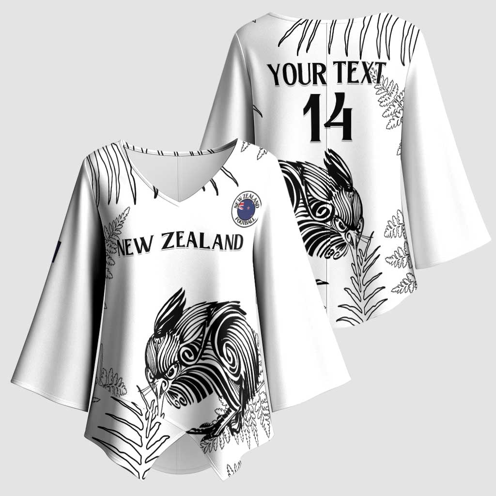Custom New Zealand Kiwi Football Kimono Sleeve Blouse Aotearoa Silver Fern - Polynesian Pride