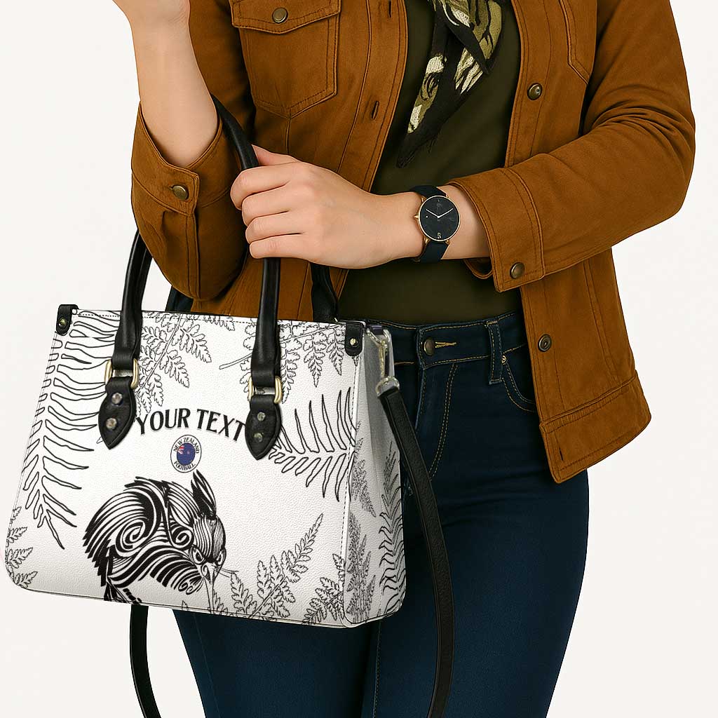 Custom New Zealand Kiwi Football Leather Bag Aotearoa Silver Fern - Polynesian Pride