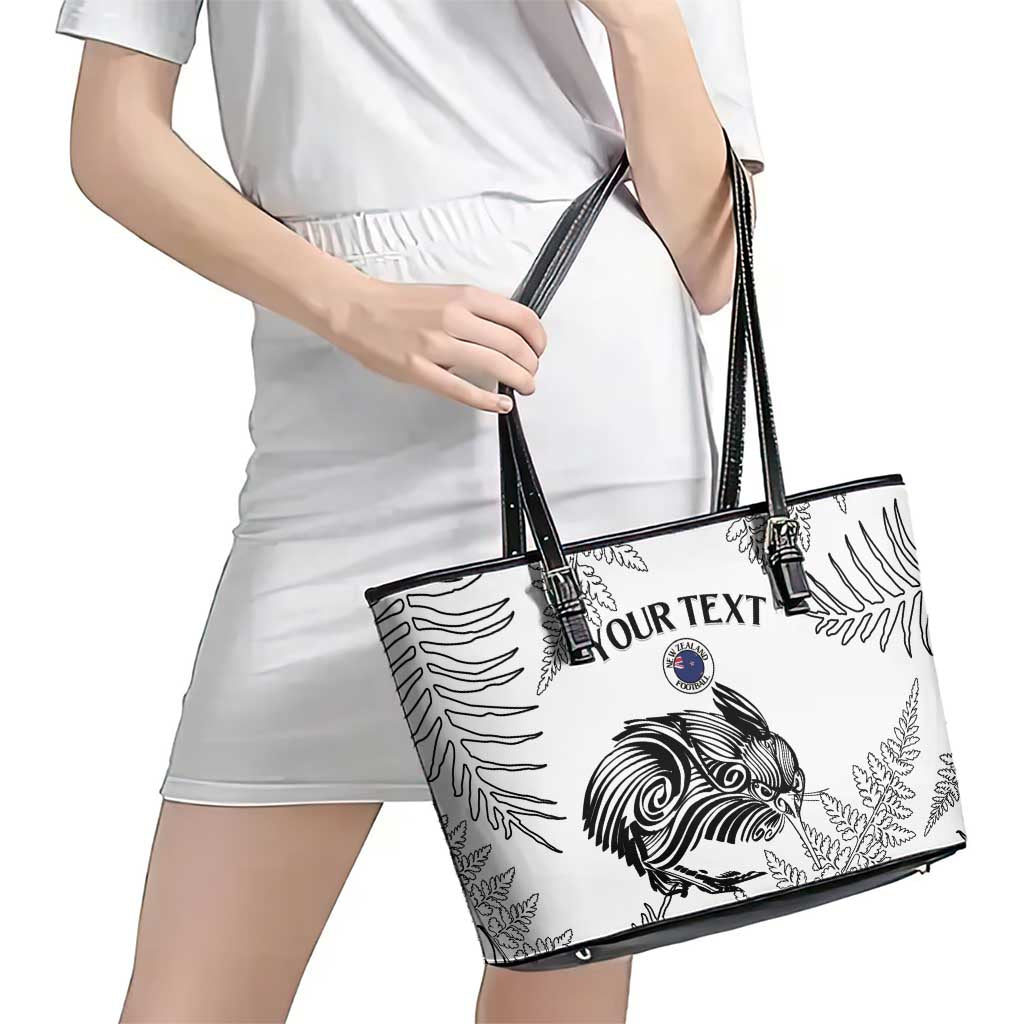 Custom New Zealand Kiwi Football Leather Tote Bag Aotearoa Silver Fern LT14 - Polynesian Pride