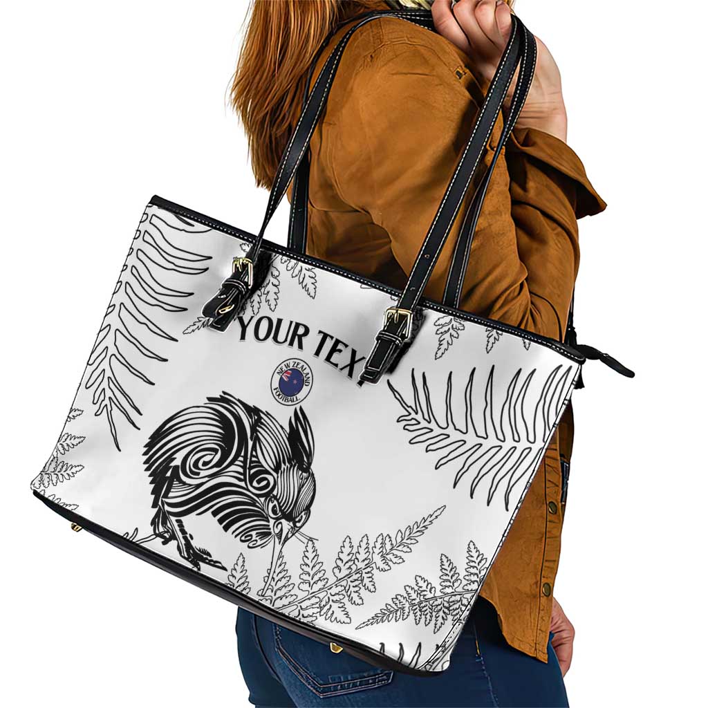 Custom New Zealand Kiwi Football Leather Tote Bag Aotearoa Silver Fern LT14 - Polynesian Pride