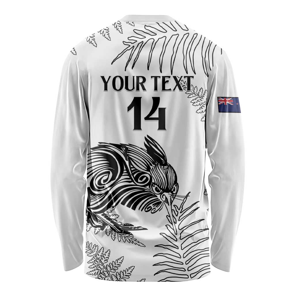 Custom New Zealand Kiwi Football Long Sleeve Shirt Aotearoa Silver Fern LT14 - Polynesian Pride
