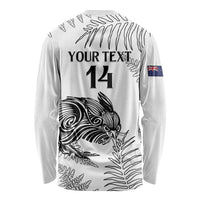 Custom New Zealand Kiwi Football Long Sleeve Shirt Aotearoa Silver Fern LT14 - Polynesian Pride
