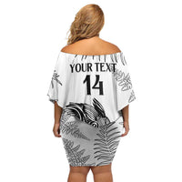 Custom New Zealand Kiwi Football Off Shoulder Short Dress Aotearoa Silver Fern
