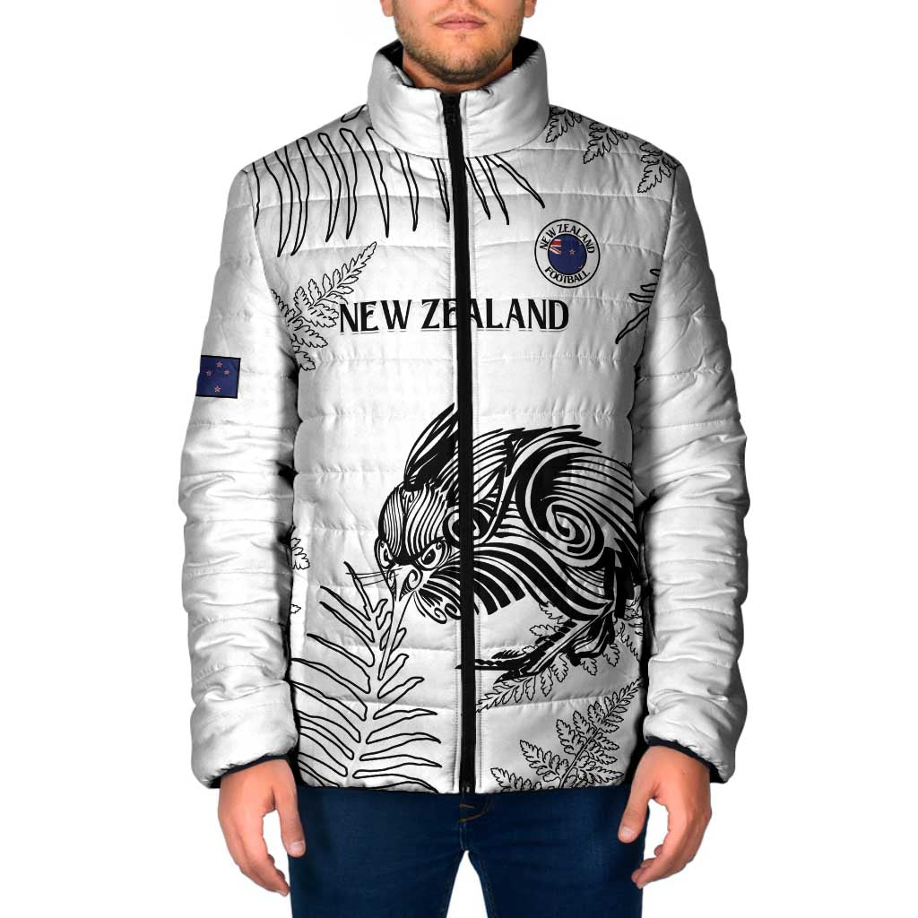 Custom New Zealand Kiwi Football Padded Jacket Aotearoa Silver Fern - Polynesian Pride