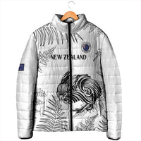 Custom New Zealand Kiwi Football Padded Jacket Aotearoa Silver Fern - Polynesian Pride