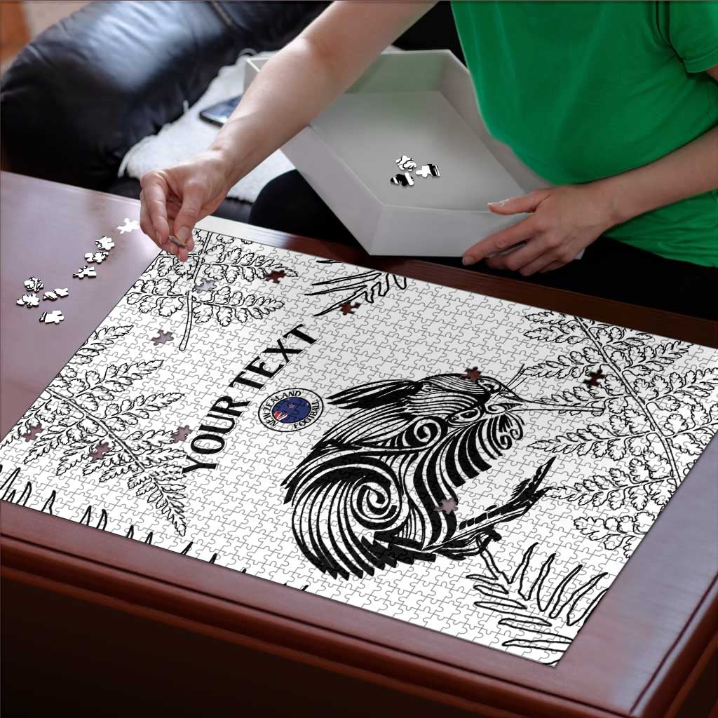 Custom New Zealand Kiwi Football Puzzle Aotearoa Silver Fern - Polynesian Pride