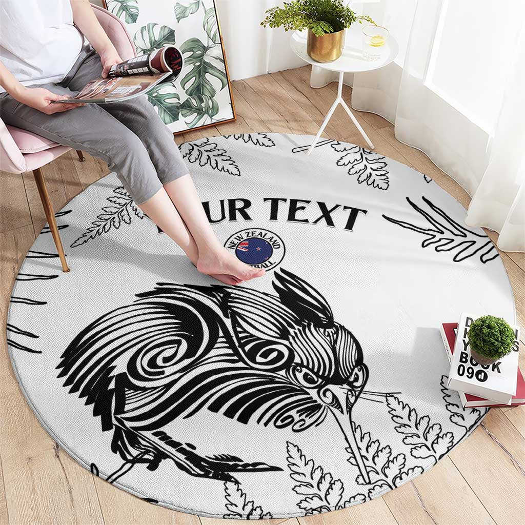 Custom New Zealand Kiwi Football Round Carpet Aotearoa Silver Fern LT14 - Polynesian Pride