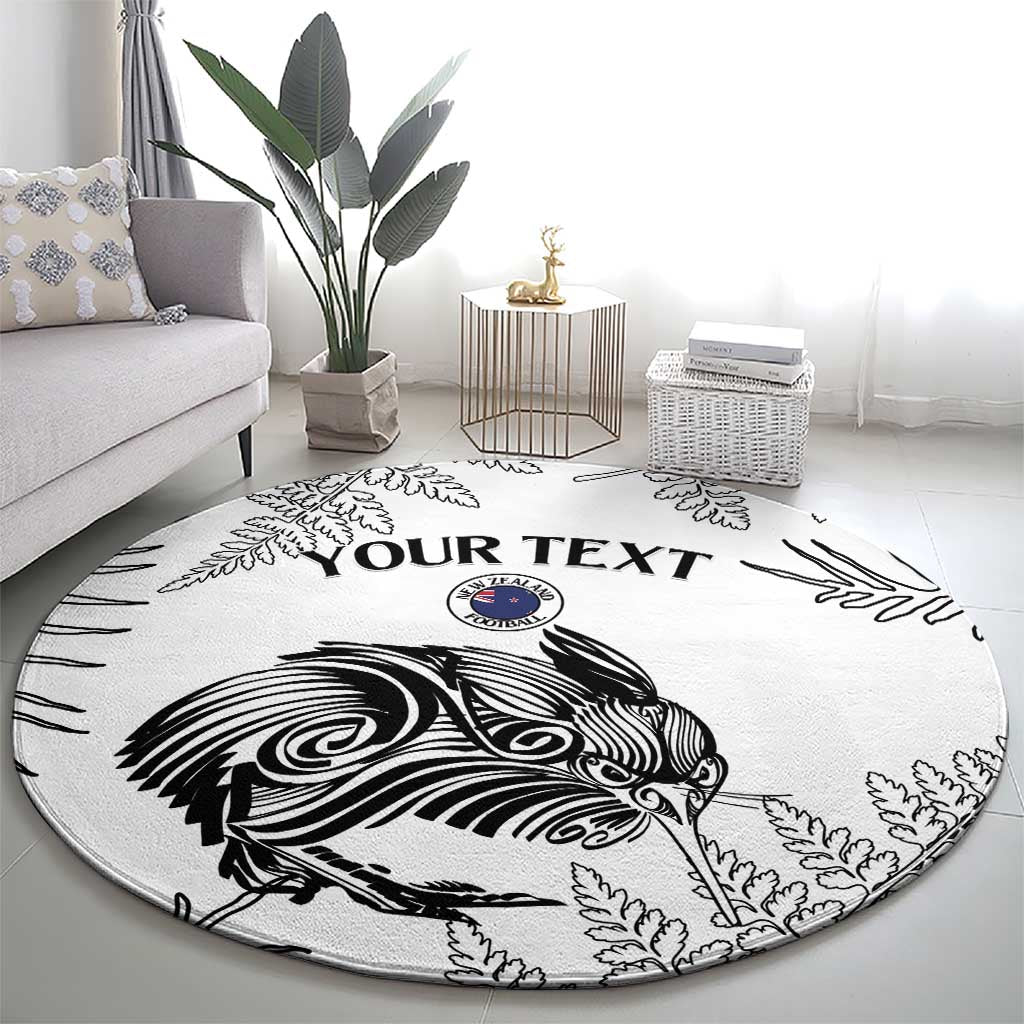 Custom New Zealand Kiwi Football Round Carpet Aotearoa Silver Fern LT14 - Polynesian Pride