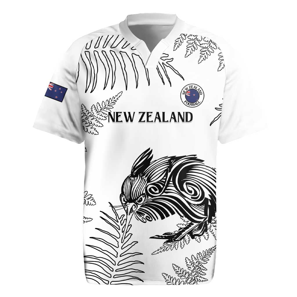 Custom New Zealand Kiwi Football Rugby Jersey Aotearoa Silver Fern LT14 White - Polynesian Pride