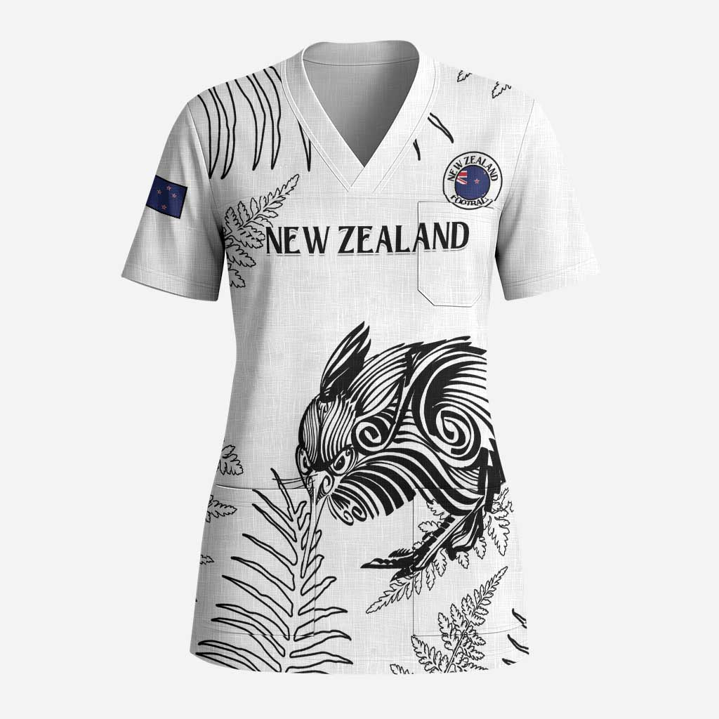 Custom New Zealand Kiwi Football Scrub Top Aotearoa Silver Fern - Polynesian Pride