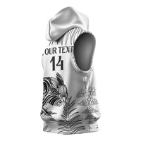 Custom New Zealand Kiwi Football Sleeveless Hoodie Aotearoa Silver Fern - Polynesian Pride