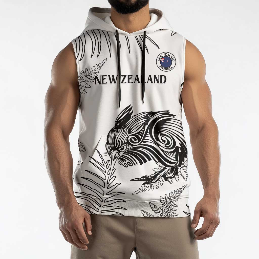 Custom New Zealand Kiwi Football Sleeveless Hoodie Aotearoa Silver Fern - Polynesian Pride