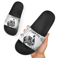 Custom New Zealand Kiwi Football Slide Sandals Aotearoa Silver Fern LT14 - Polynesian Pride