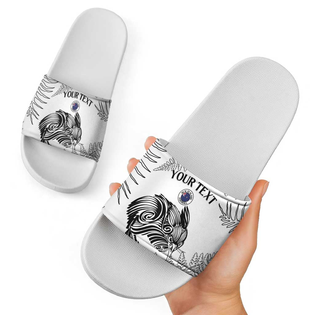 Custom New Zealand Kiwi Football Slide Sandals Aotearoa Silver Fern LT14 - Polynesian Pride
